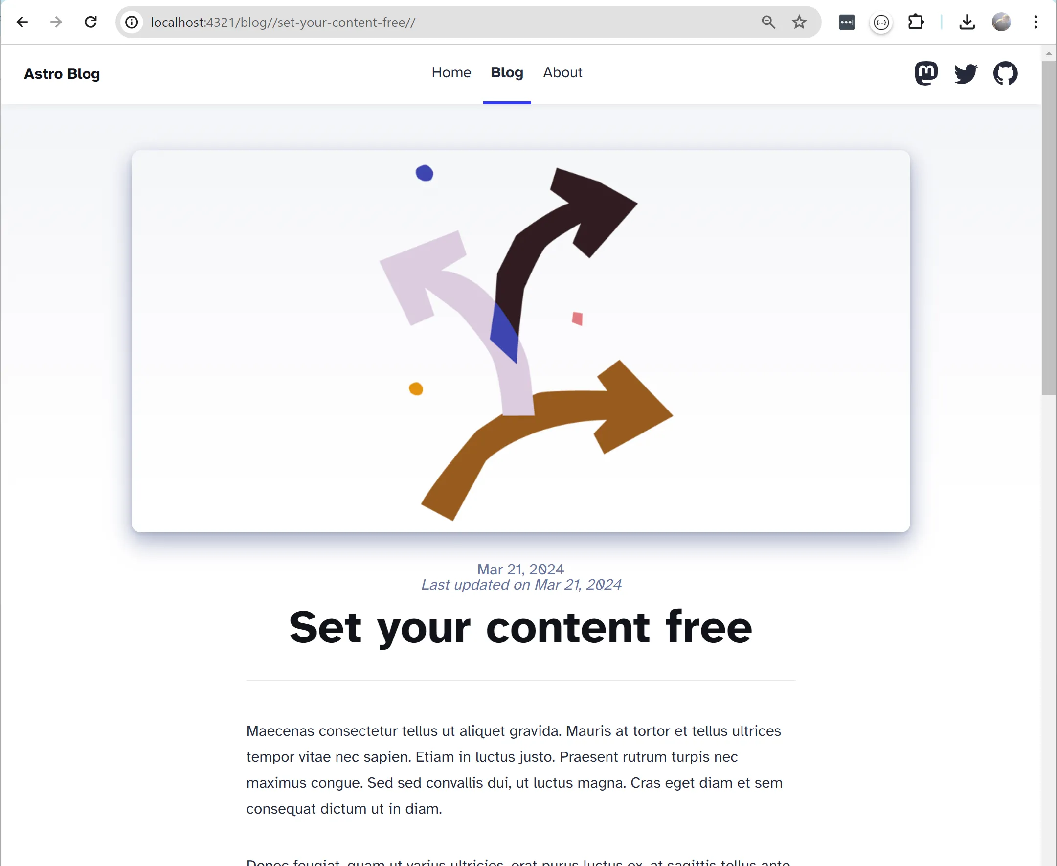 Blog details page with a post from Umbraco