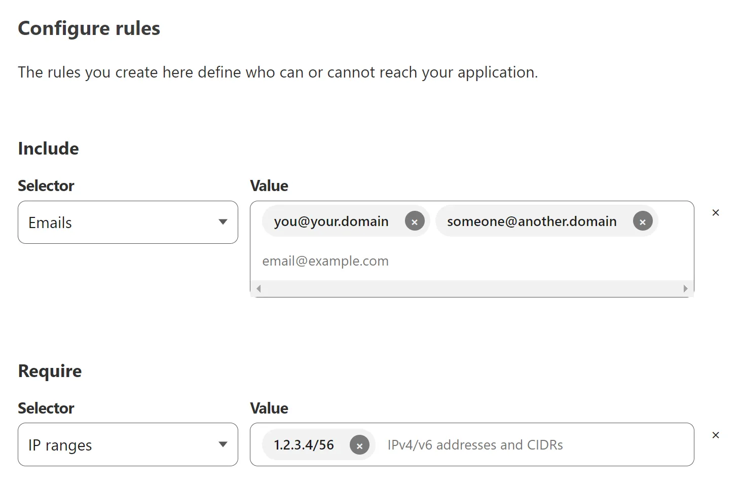 Require IP address ranges for an access policy