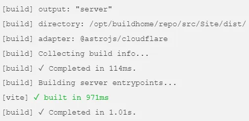 Cloudflare build log for the preview environment