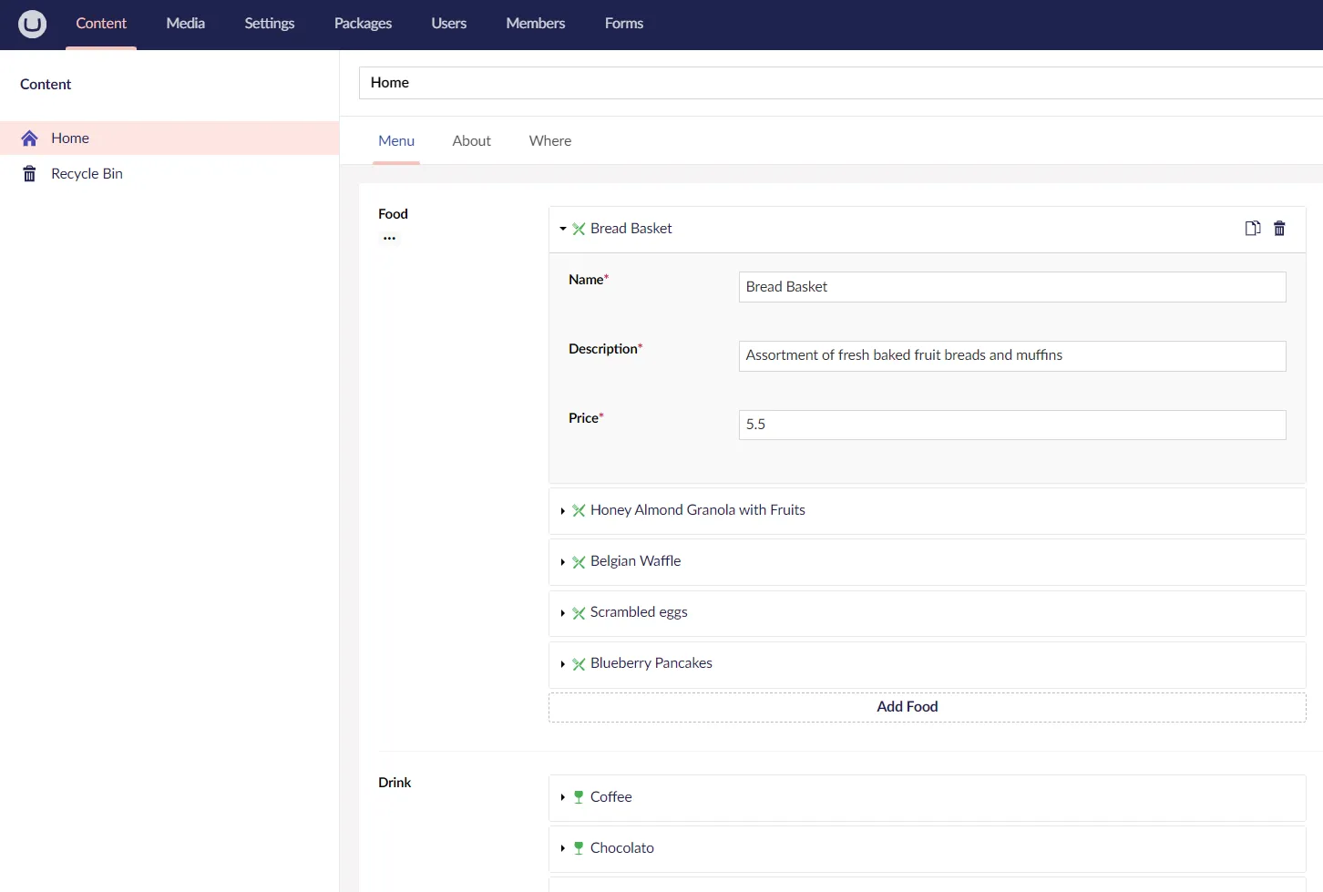 The data model in Umbraco