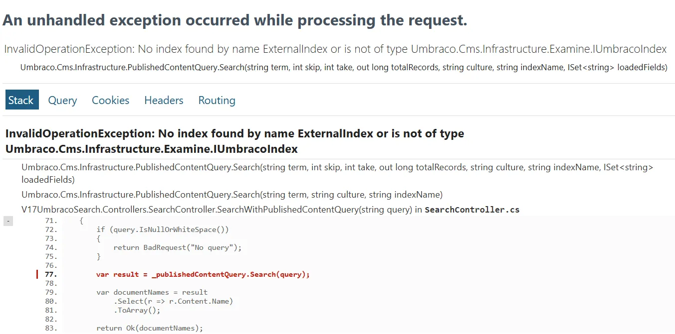 Internal server error when using IPublishedContentQuery