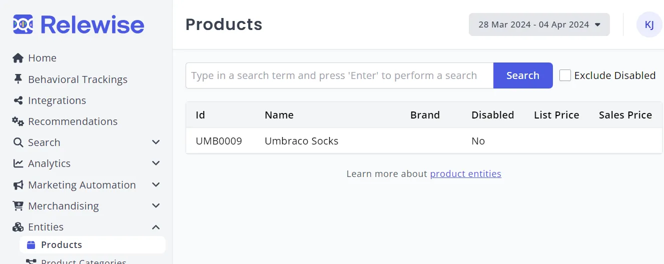 Product overview in My Relewise