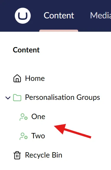 Personalisation Groups in the content tree