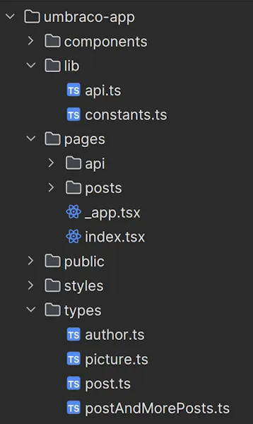 The Next.js example project structure
