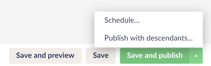 Publish content with descendants button